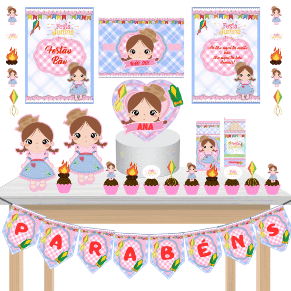 KIT festa Kit só um Bolinho Festa Junina Menina