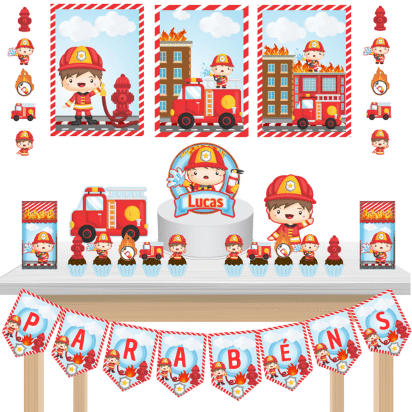 KIT festa Kit só um Bolinho Profissão Bombeiro